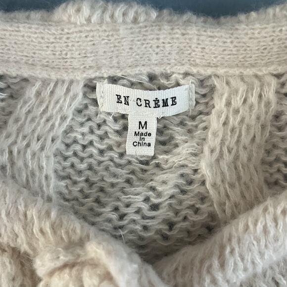 En Creme Flower Button Ivory Cardigan Knit Ballon Sleeve Cottagecore Sweater - Picture 6 of 7